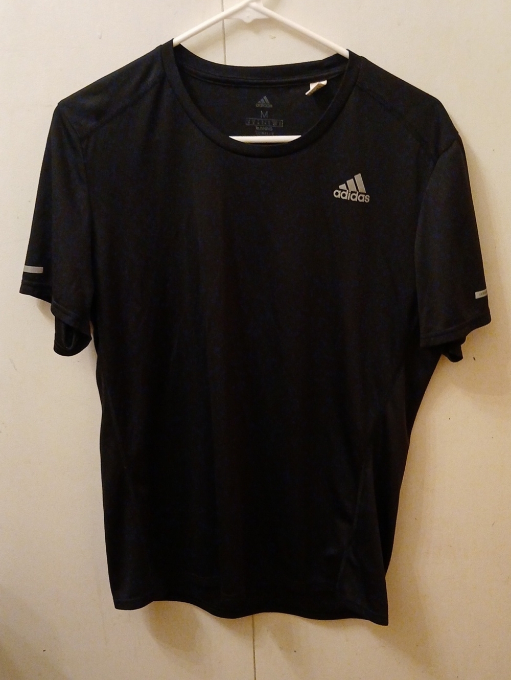 adidas Black Short Sleeve Training Tee with Reflective Logo